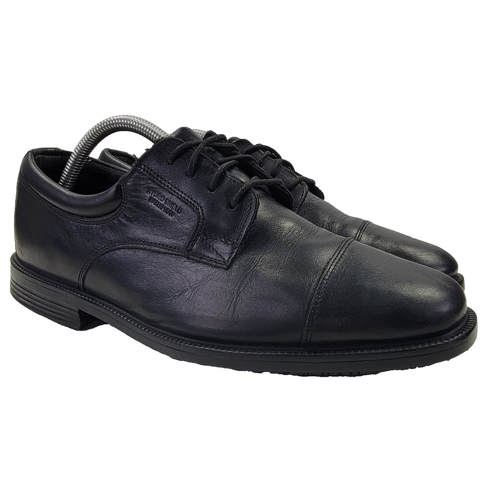 Rockport Essential Details Waterproof Black Leather Cap Toe Oxford Men's Size 9M